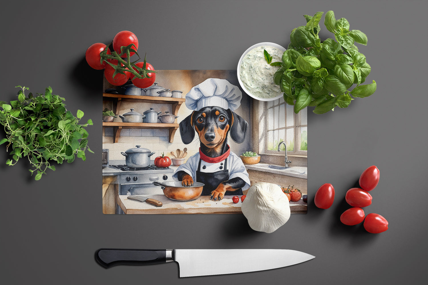 Buy this Dachshund The Chef Glass Cutting Board