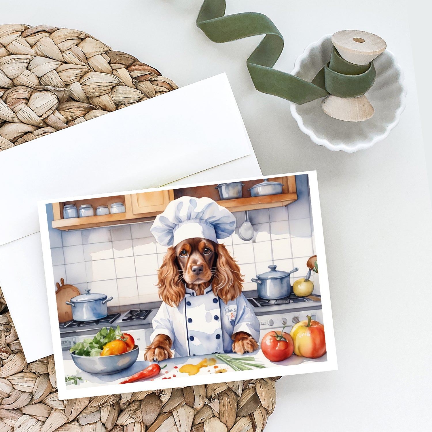 English Cocker Spaniel The Chef Greeting Cards Pack of 8