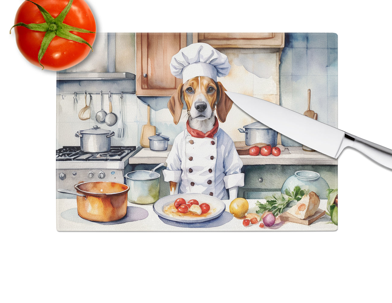 English Foxhound The Chef Glass Cutting Board