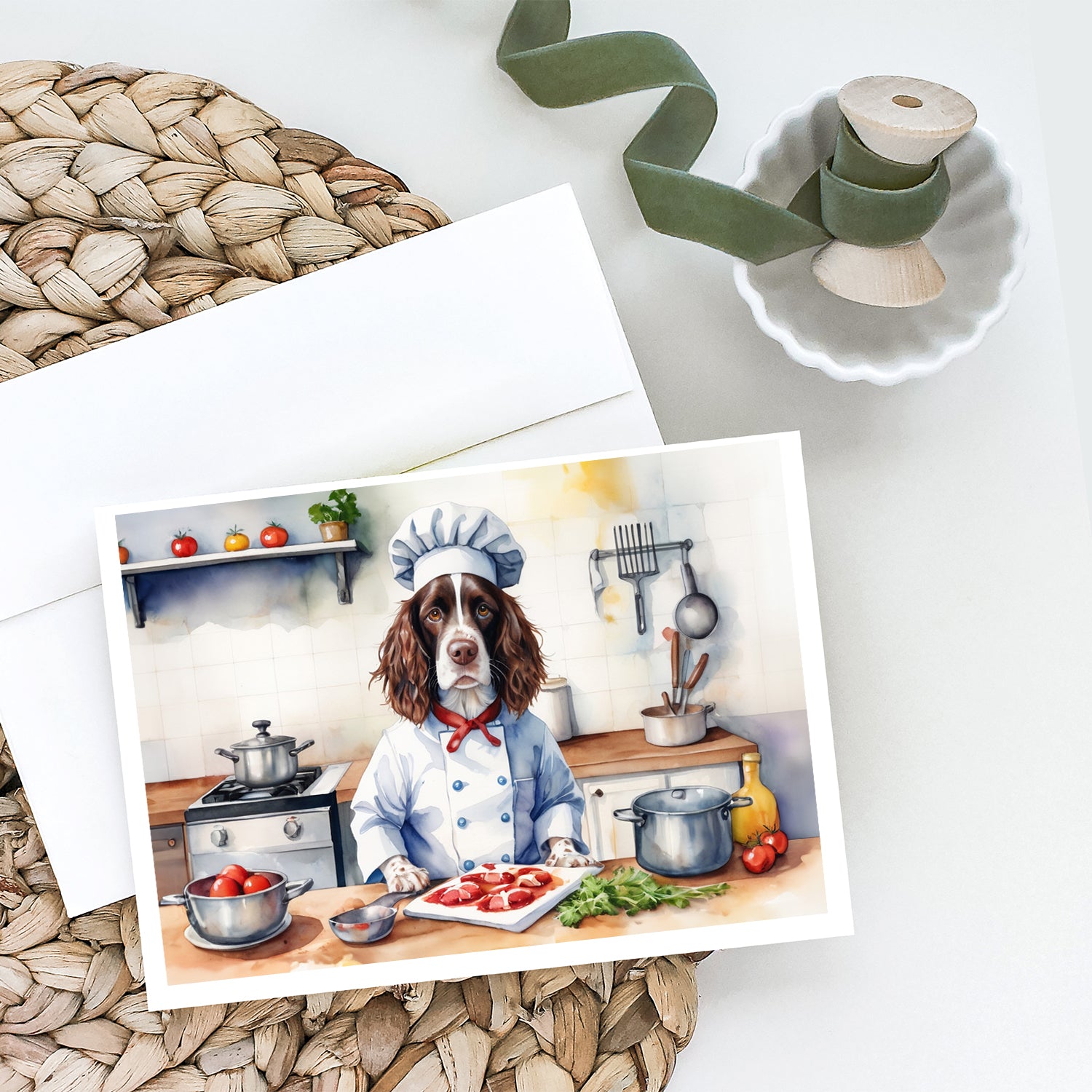 English Springer Spaniel The Chef Greeting Cards Pack of 8