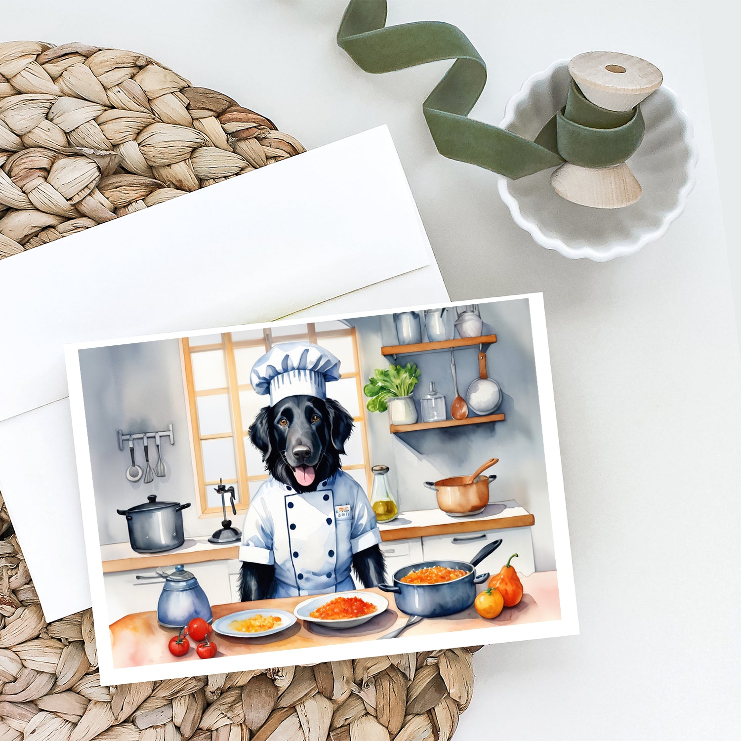Flat-Coated Retriever The Chef Greeting Cards Pack of 8
