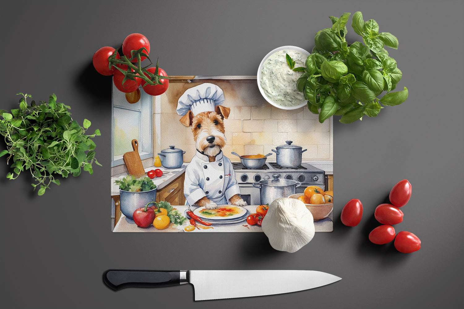 Fox Terrier The Chef Glass Cutting Board