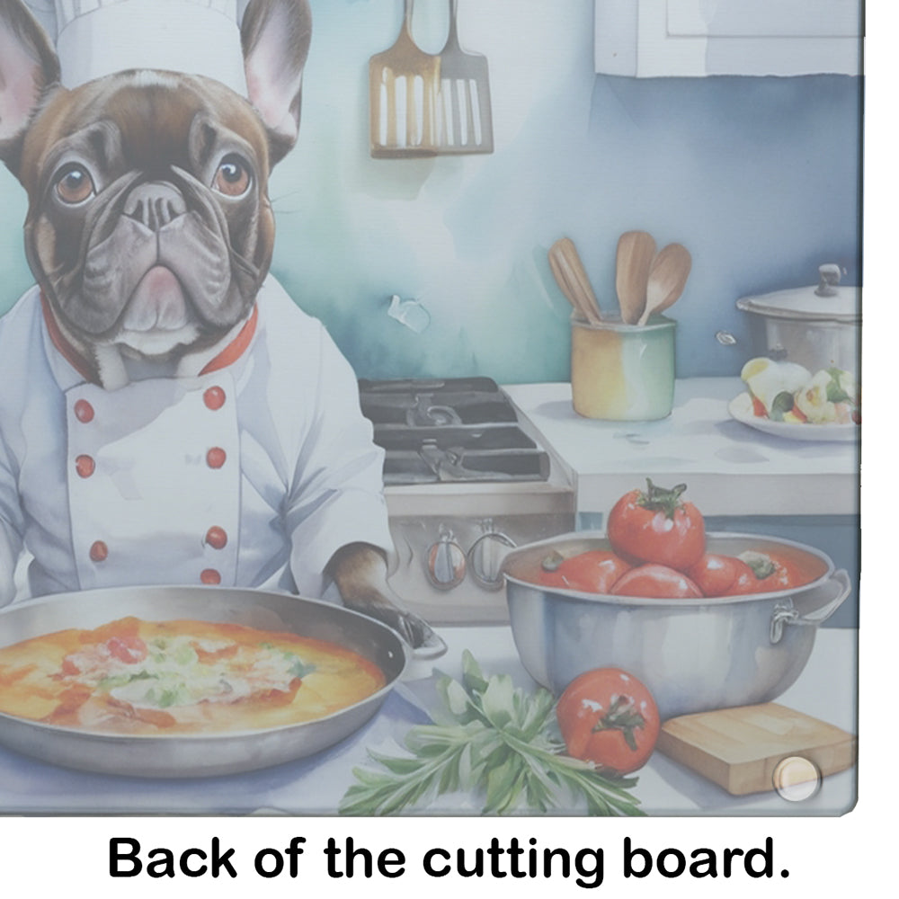 French Bulldog The Chef Glass Cutting Board