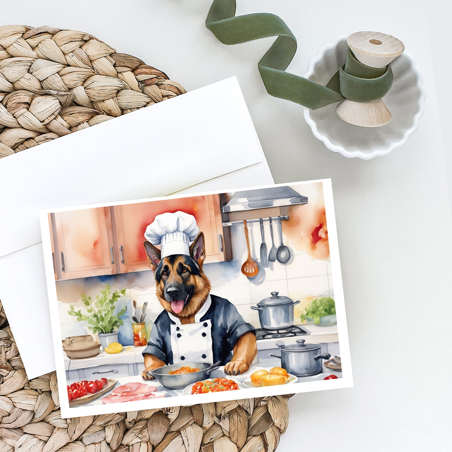 German Shepherd The Chef Greeting Cards Pack of 8