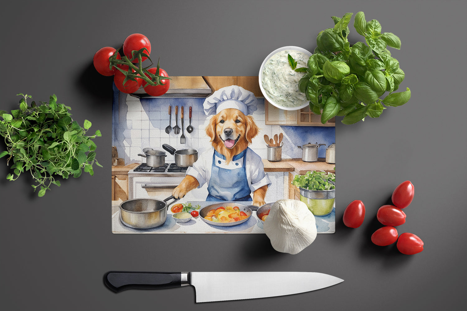 Buy this Golden Retriever The Chef Glass Cutting Board