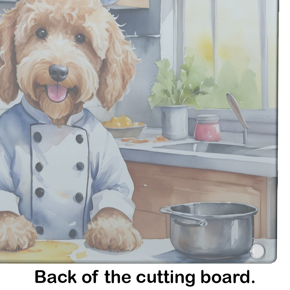Goldendoodle The Chef Glass Cutting Board