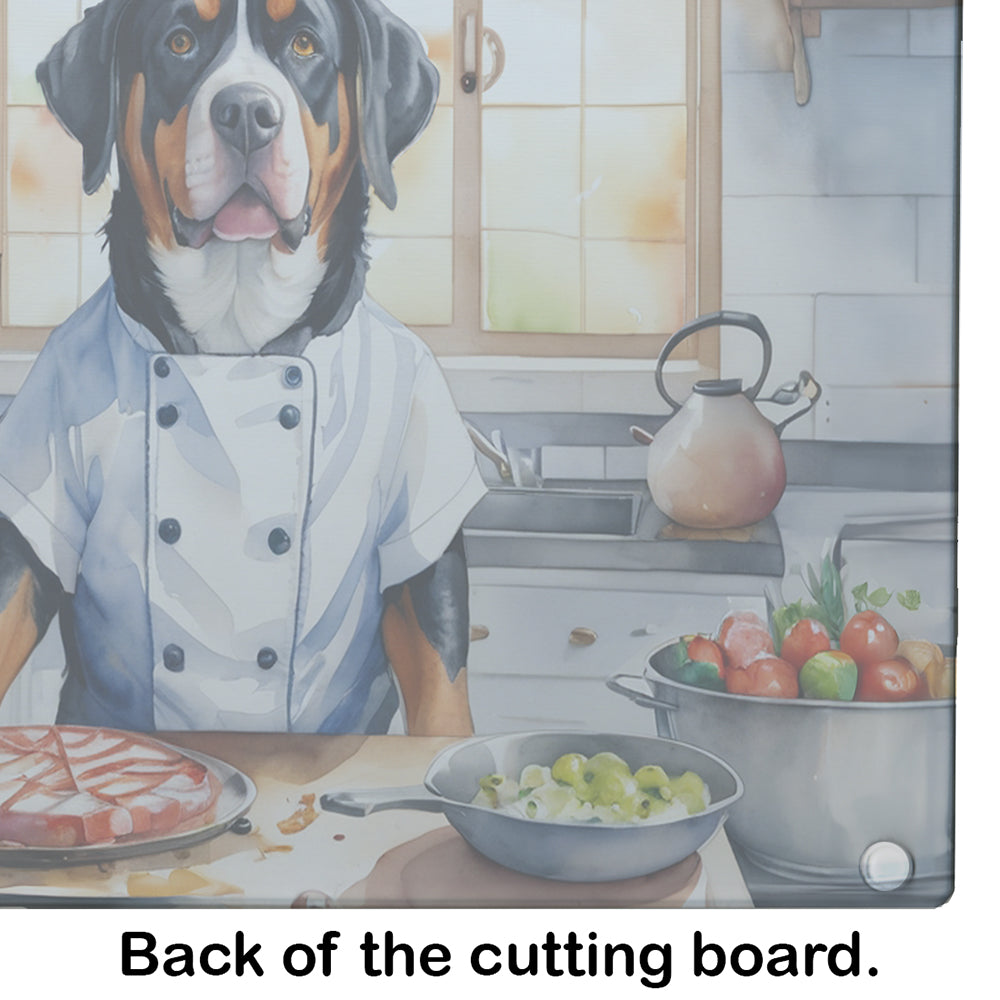 Greater Swiss Mountain Dog The Chef Glass Cutting Board
