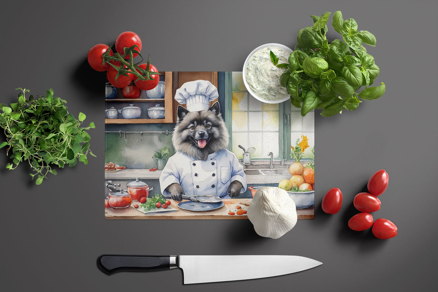 Buy this Keeshond The Chef Glass Cutting Board