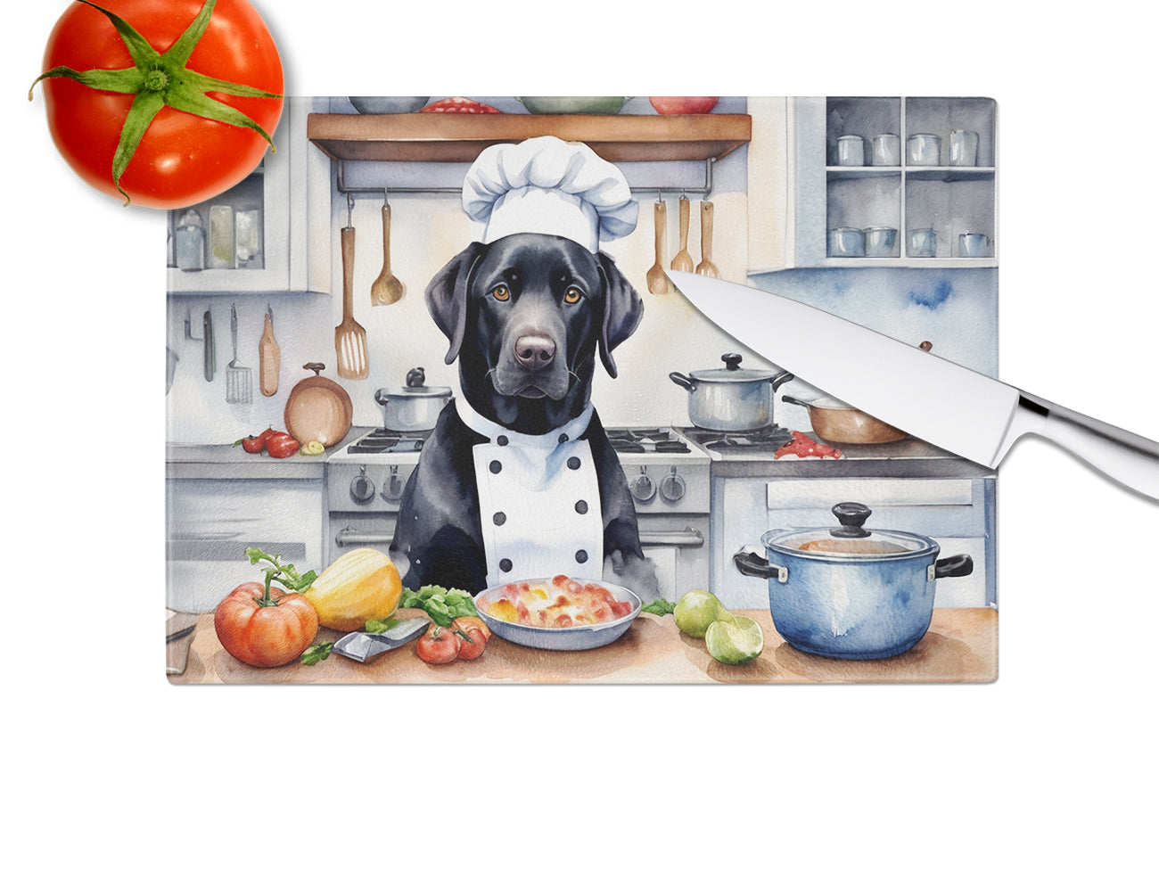 Black Labrador Retriever The Chef Glass Cutting Board