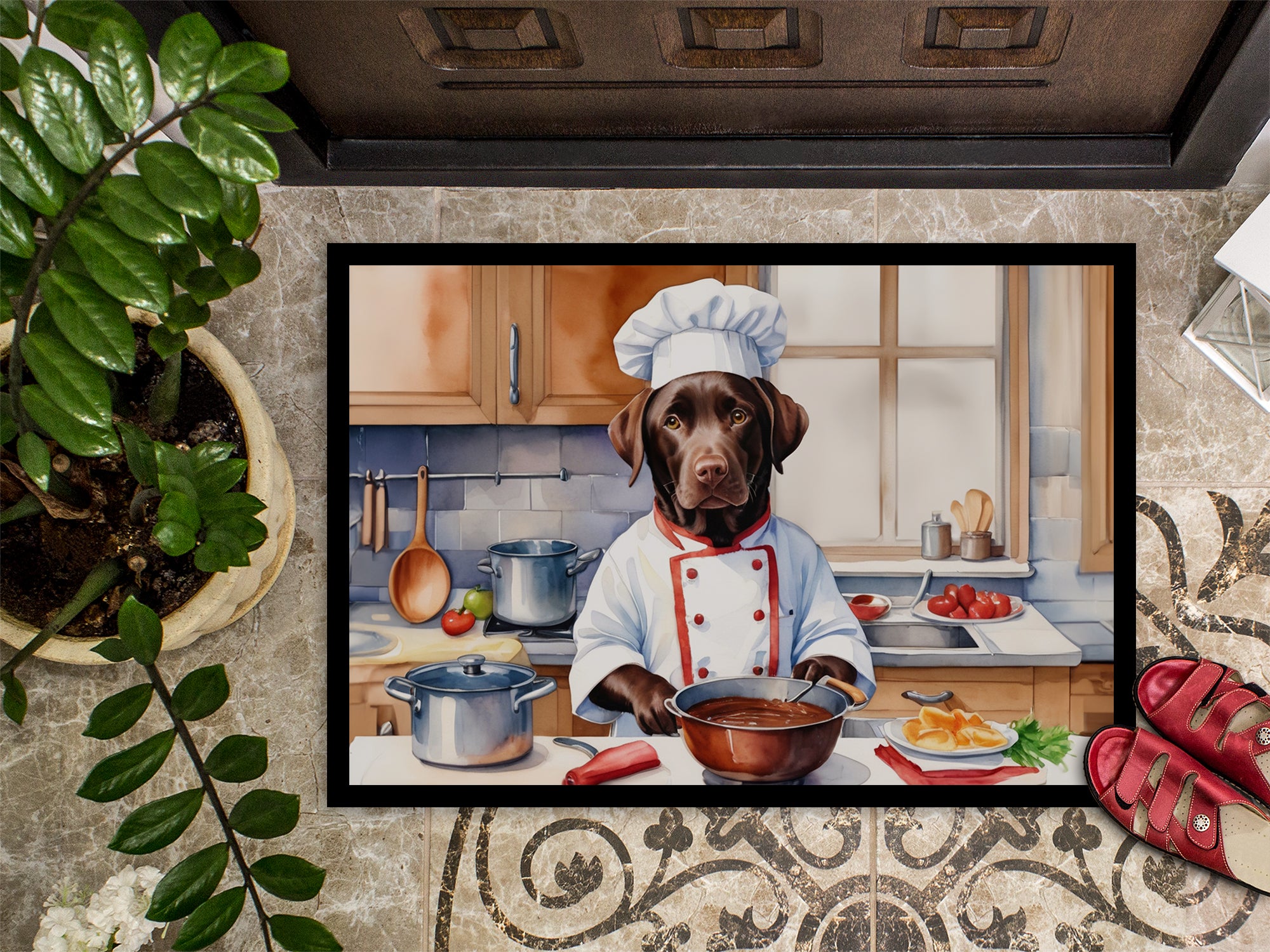 Chocolate Labrador Retriever The Chef Doormat