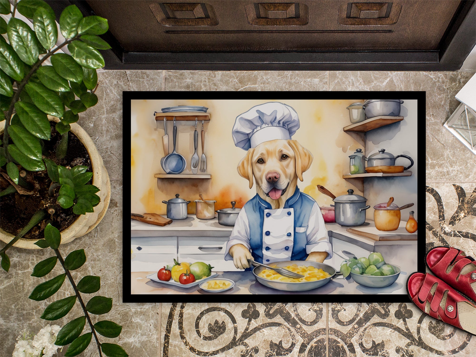 Yellow Labrador Retriever The Chef Doormat