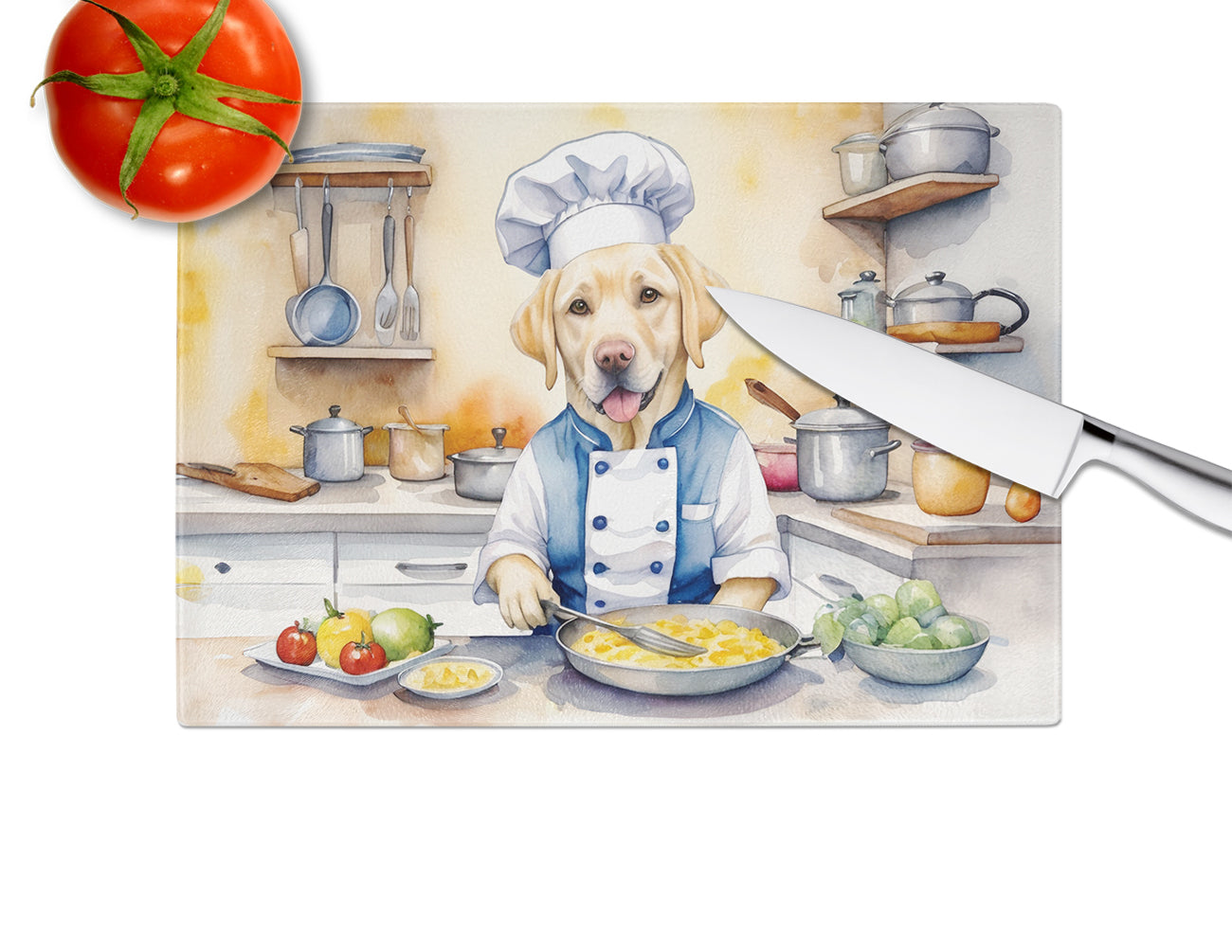 Yellow Labrador Retriever The Chef Glass Cutting Board