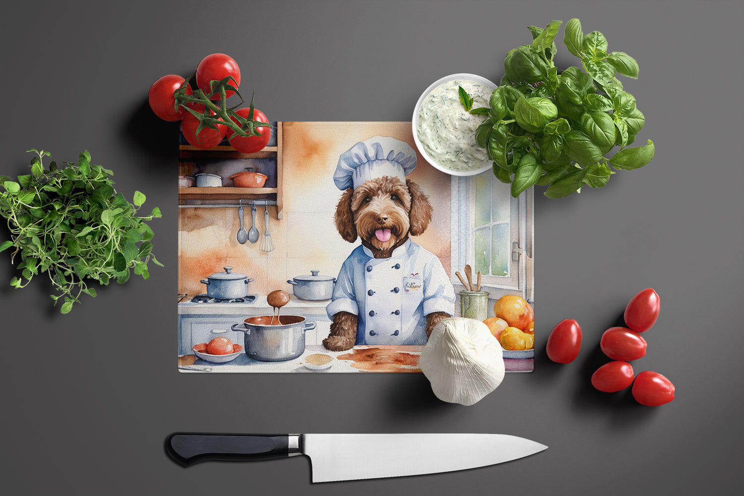 Caroline's Treasures Labradoodle The Chef Glass Cutting Boards – Durable, Decorative Kitchen Art