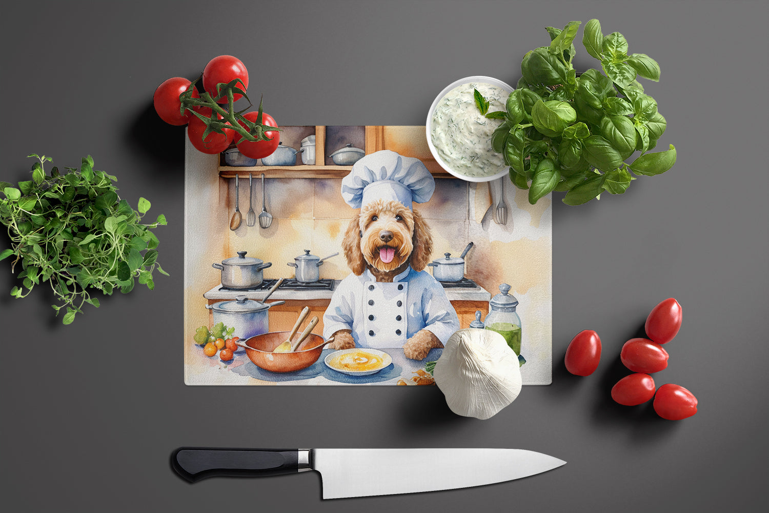 Caroline's Treasures Labradoodle The Chef Glass Cutting Boards – Durable, Decorative Kitchen Art
