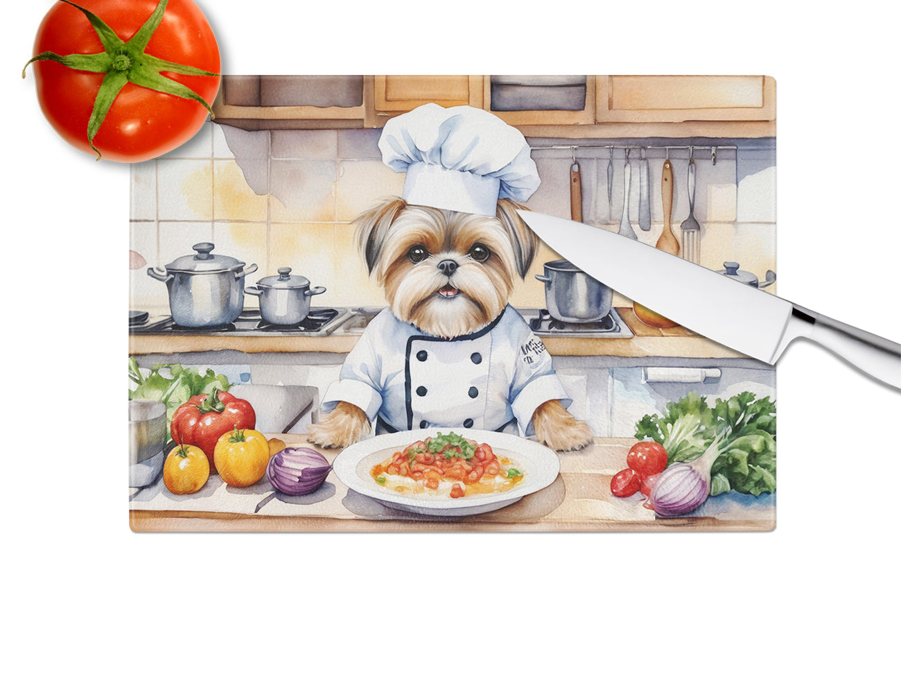 Lhasa Apso The Chef Glass Cutting Board