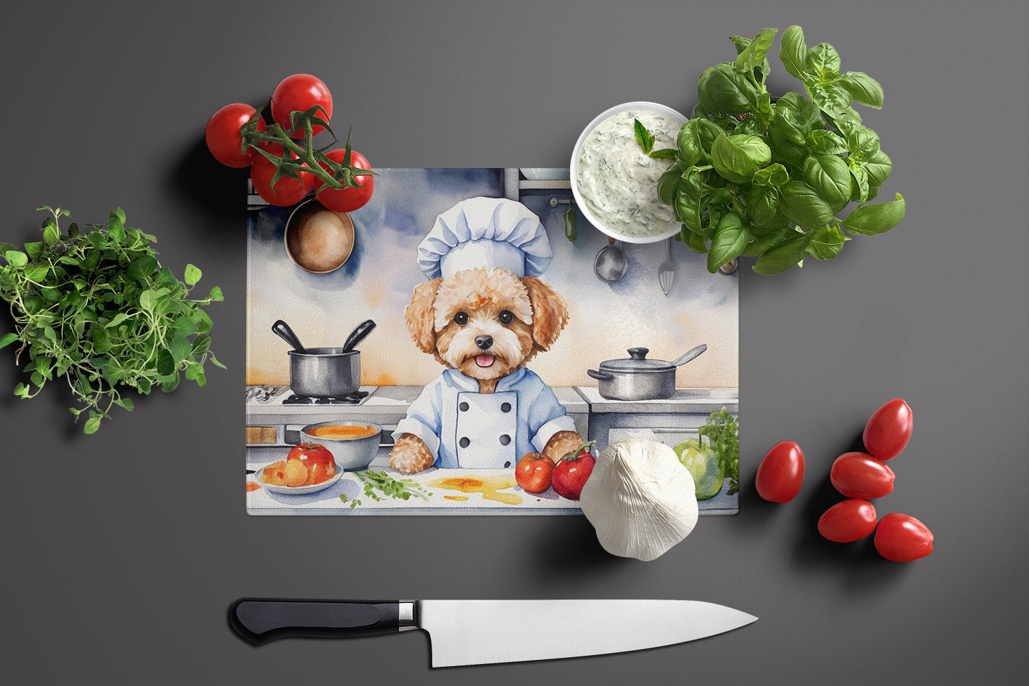 Caroline's Treasures Maltipoo The Chef Glass Cutting Boards – Durable, Decorative Kitchen Art