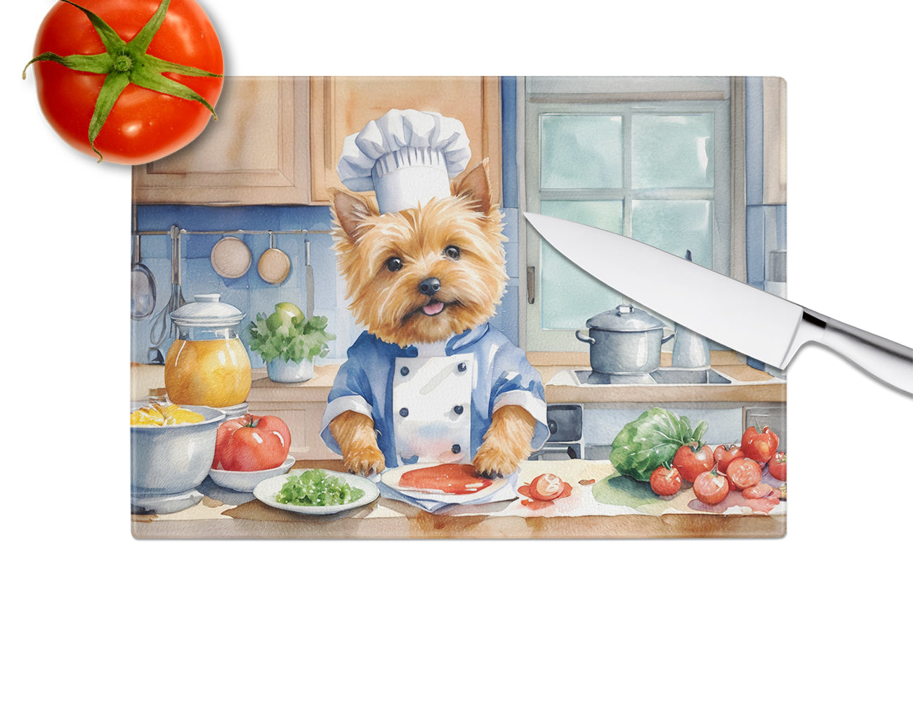 Norwich Terrier The Chef Glass Cutting Board