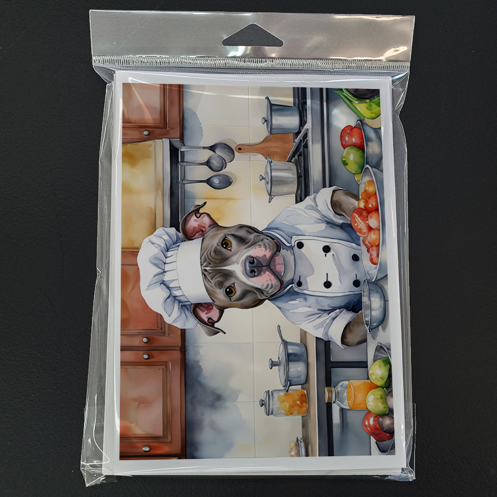 Pit Bull Terrier The Chef Greeting Cards Pack of 8