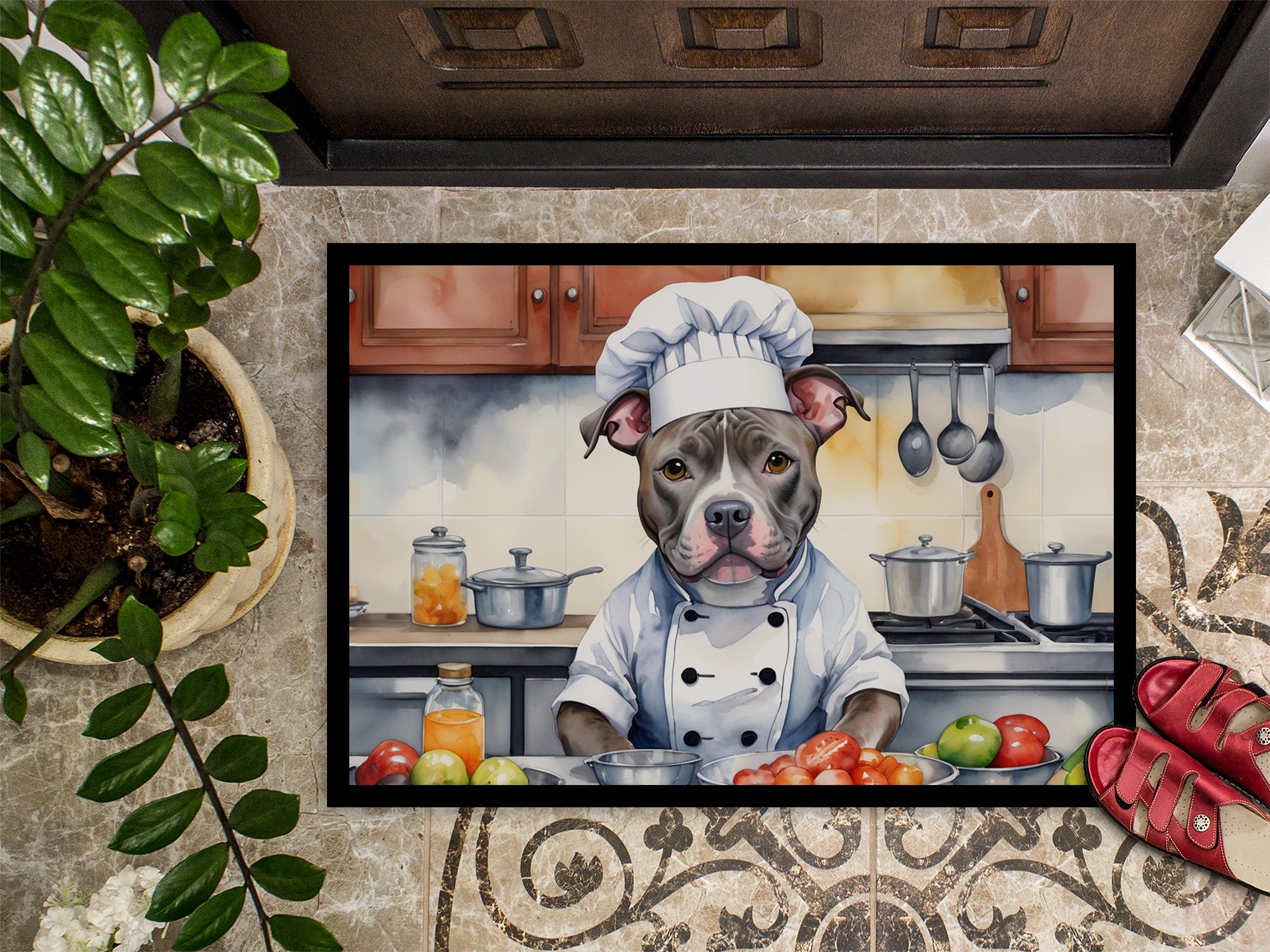 Pit Bull Terrier The Chef Doormat