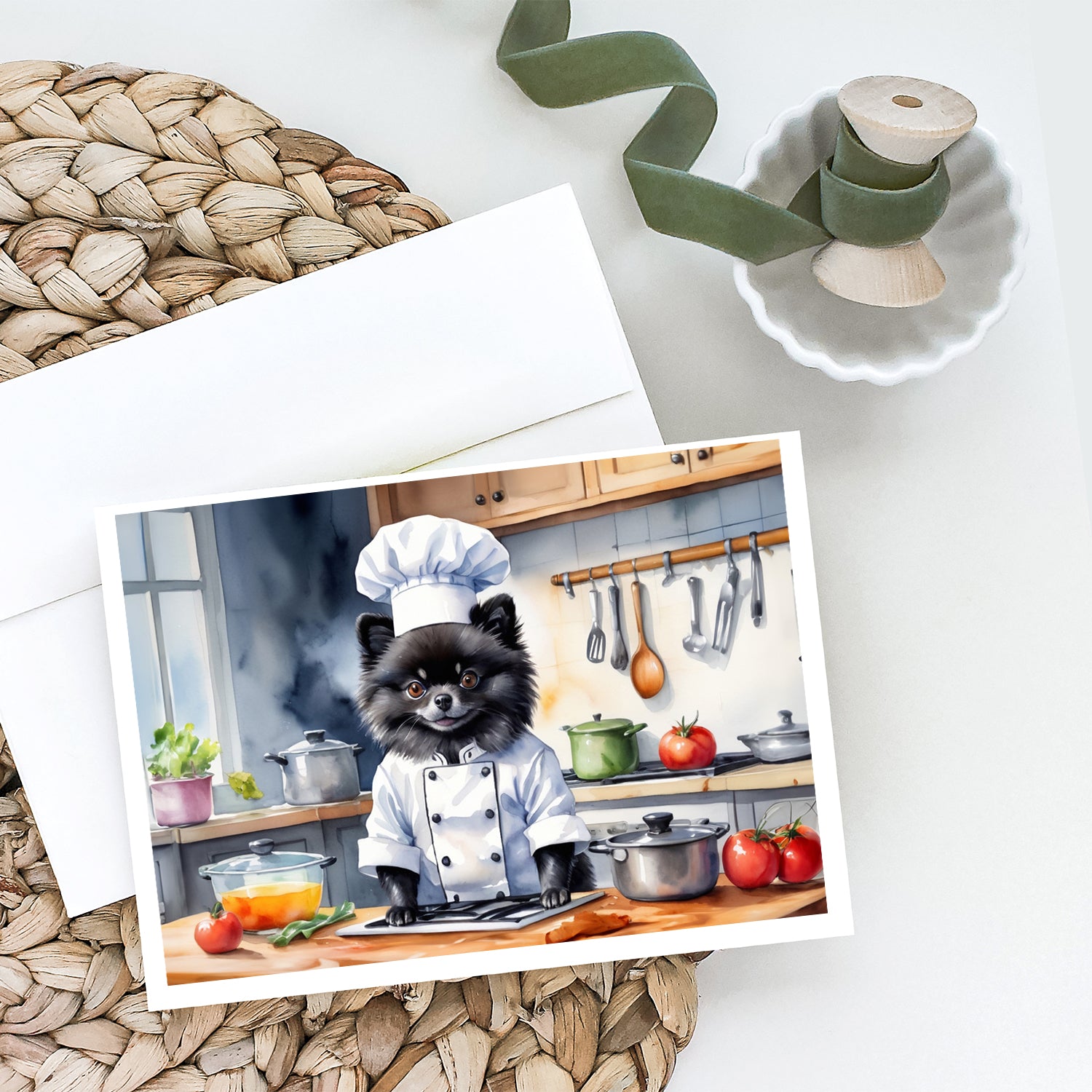 Pomeranian The Chef Greeting Cards Pack of 8
