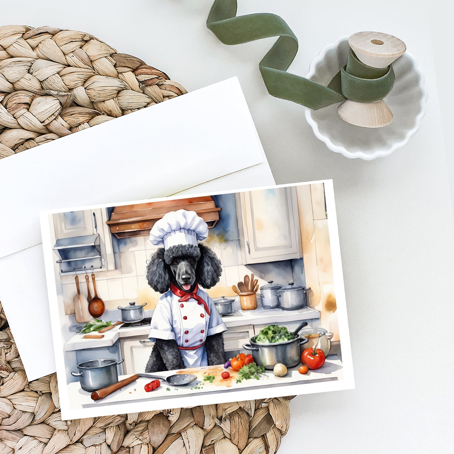 Black Poodle The Chef Greeting Cards Pack of 8