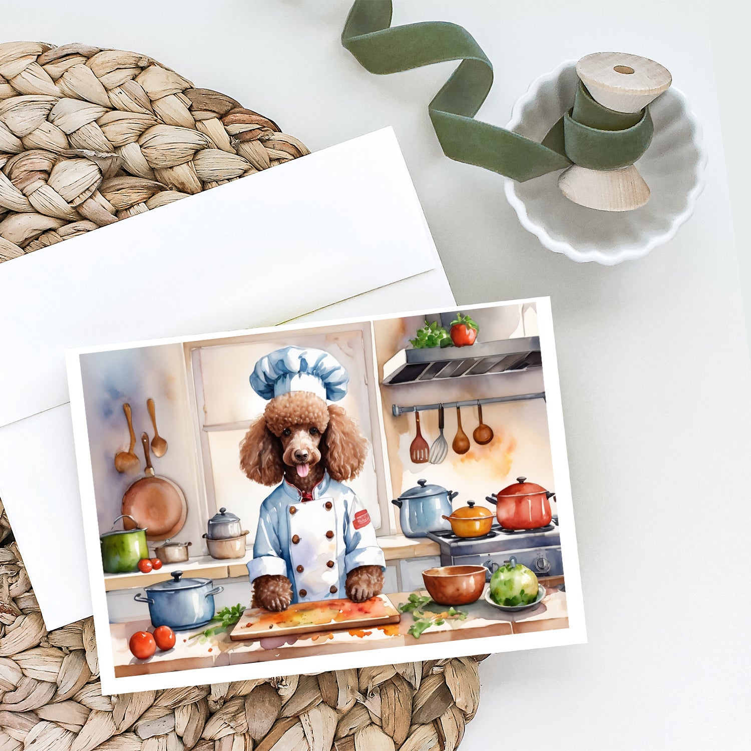 Chocolate Poodle The Chef Greeting Cards Pack of 8