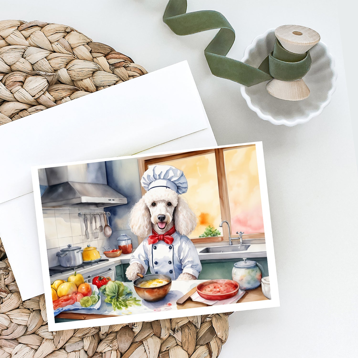 White Poodle The Chef Greeting Cards Pack of 8