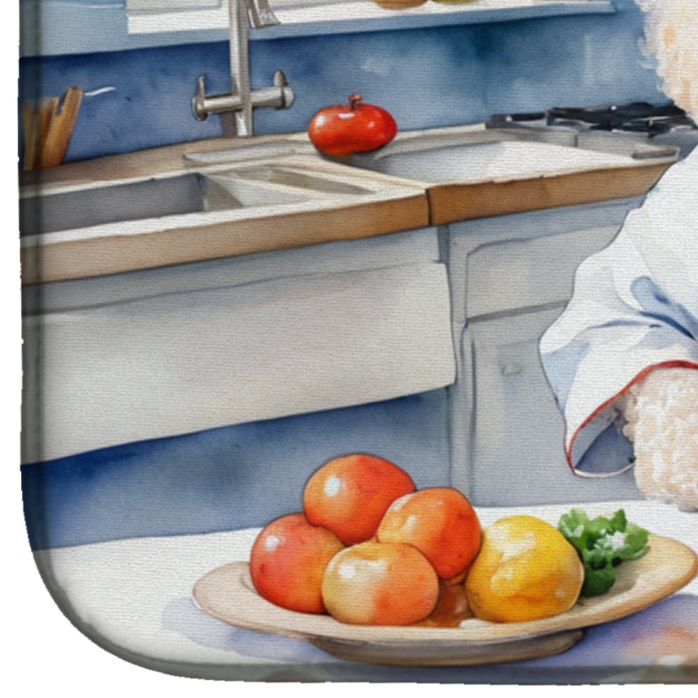 White Poodle The Chef Dish Drying Mat