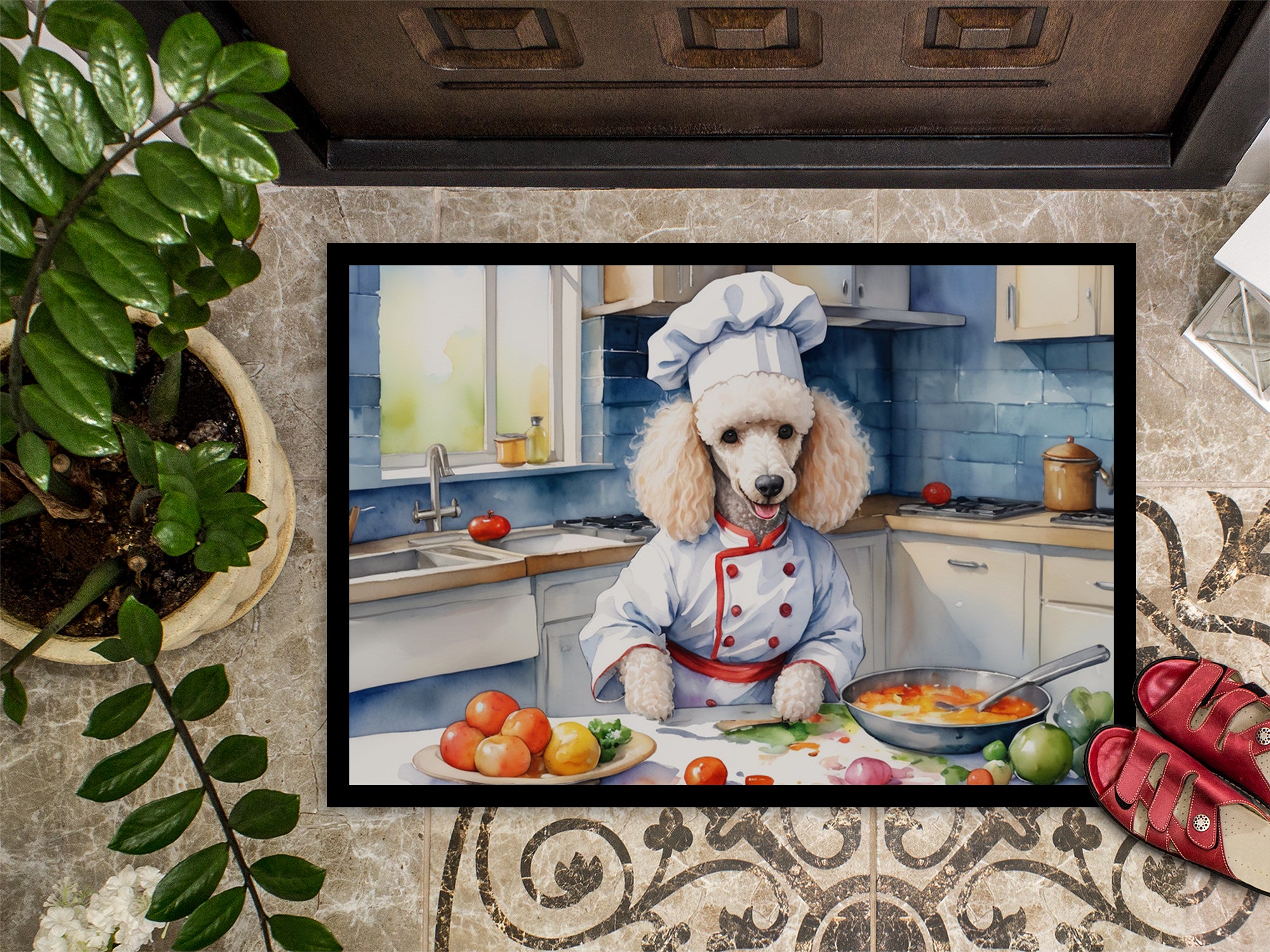 White Poodle The Chef Doormat