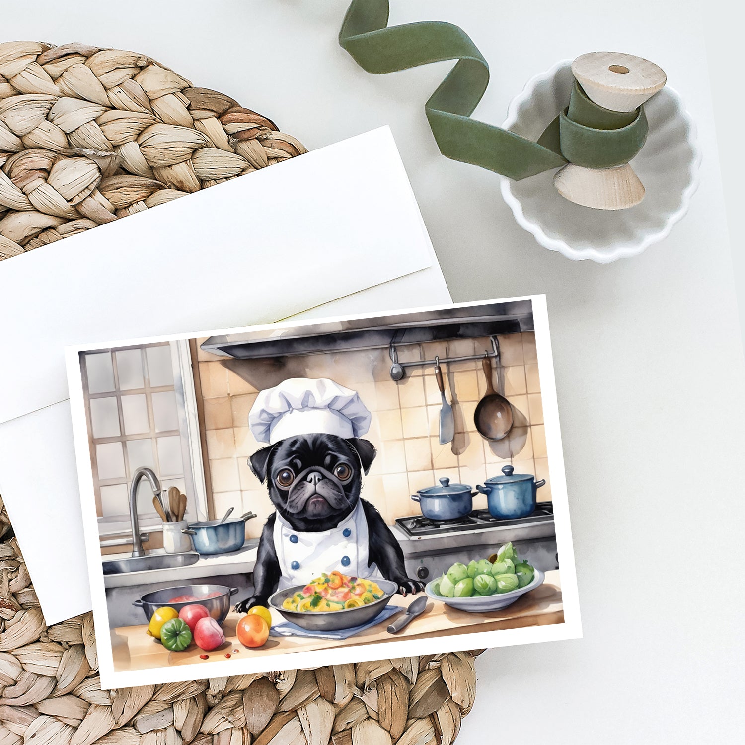 Pug The Chef Greeting Cards Pack of 8