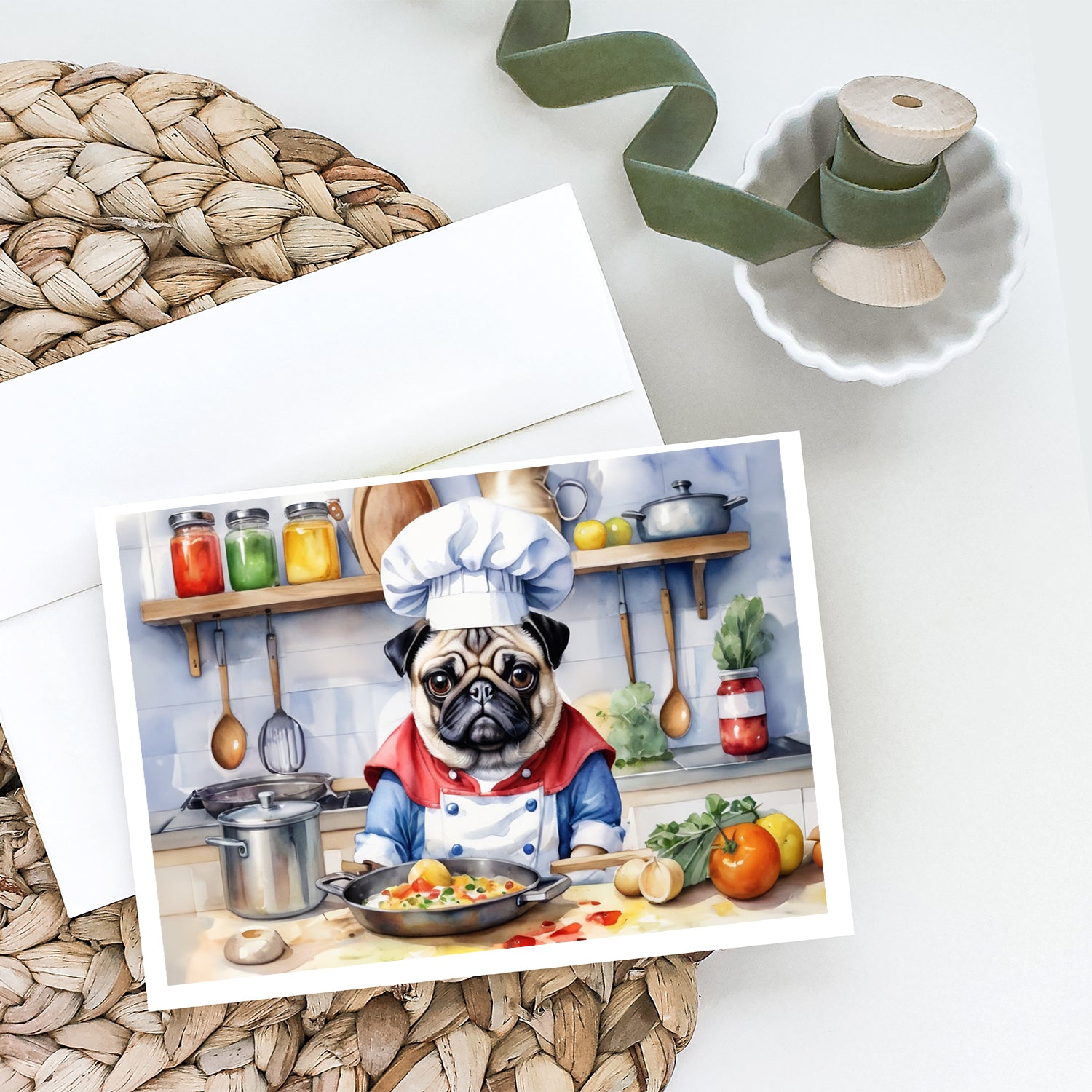 Pug The Chef Greeting Cards Pack of 8