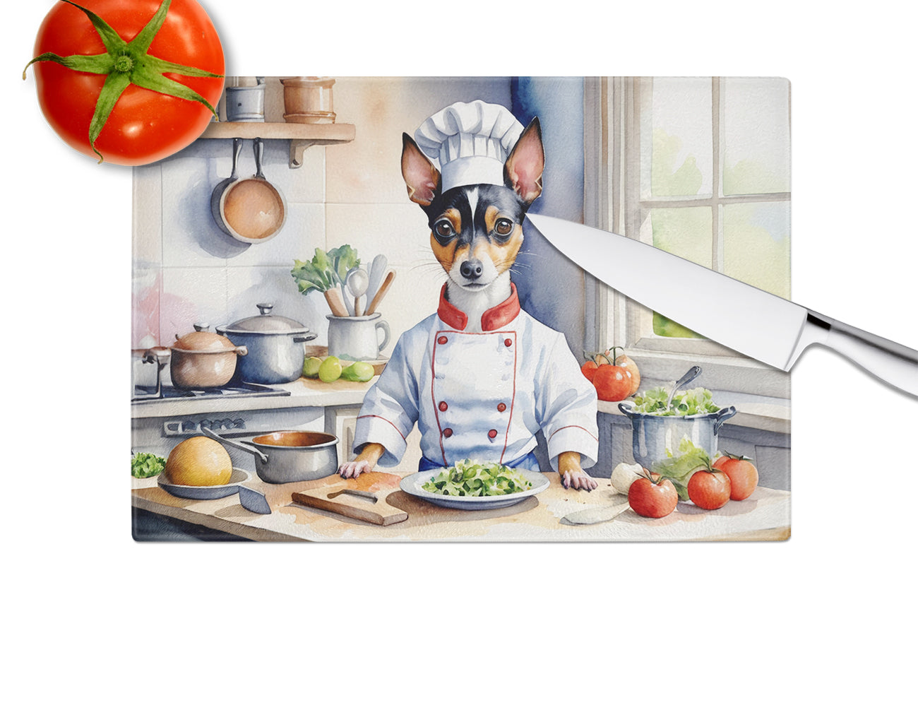 Rat Terrier The Chef Glass Cutting Board