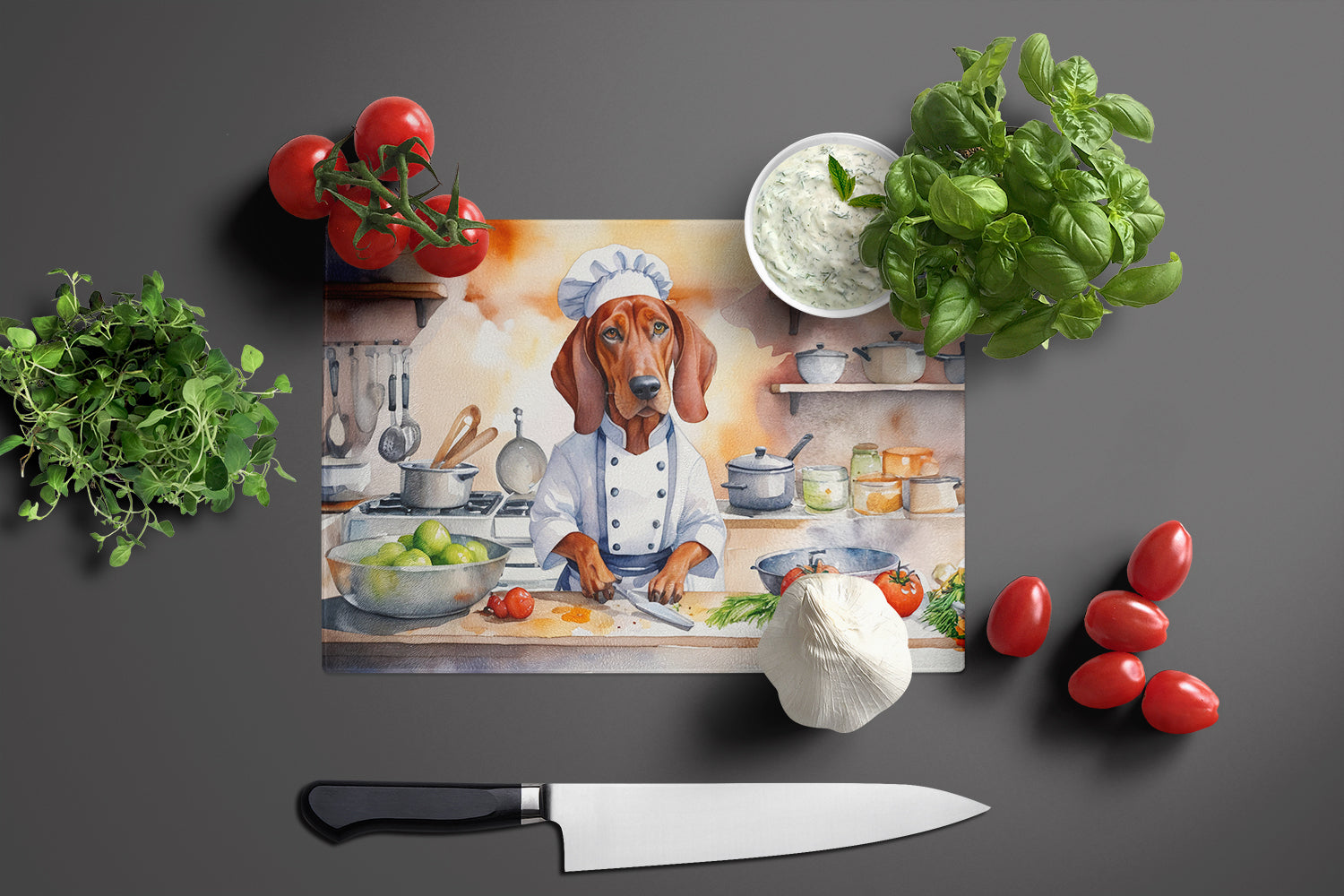 Buy this Redbone Coonhound The Chef Glass Cutting Board