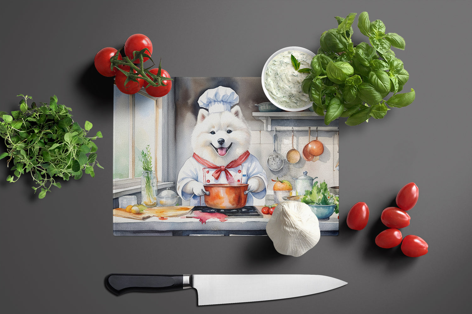 Buy this Samoyed The Chef Glass Cutting Board