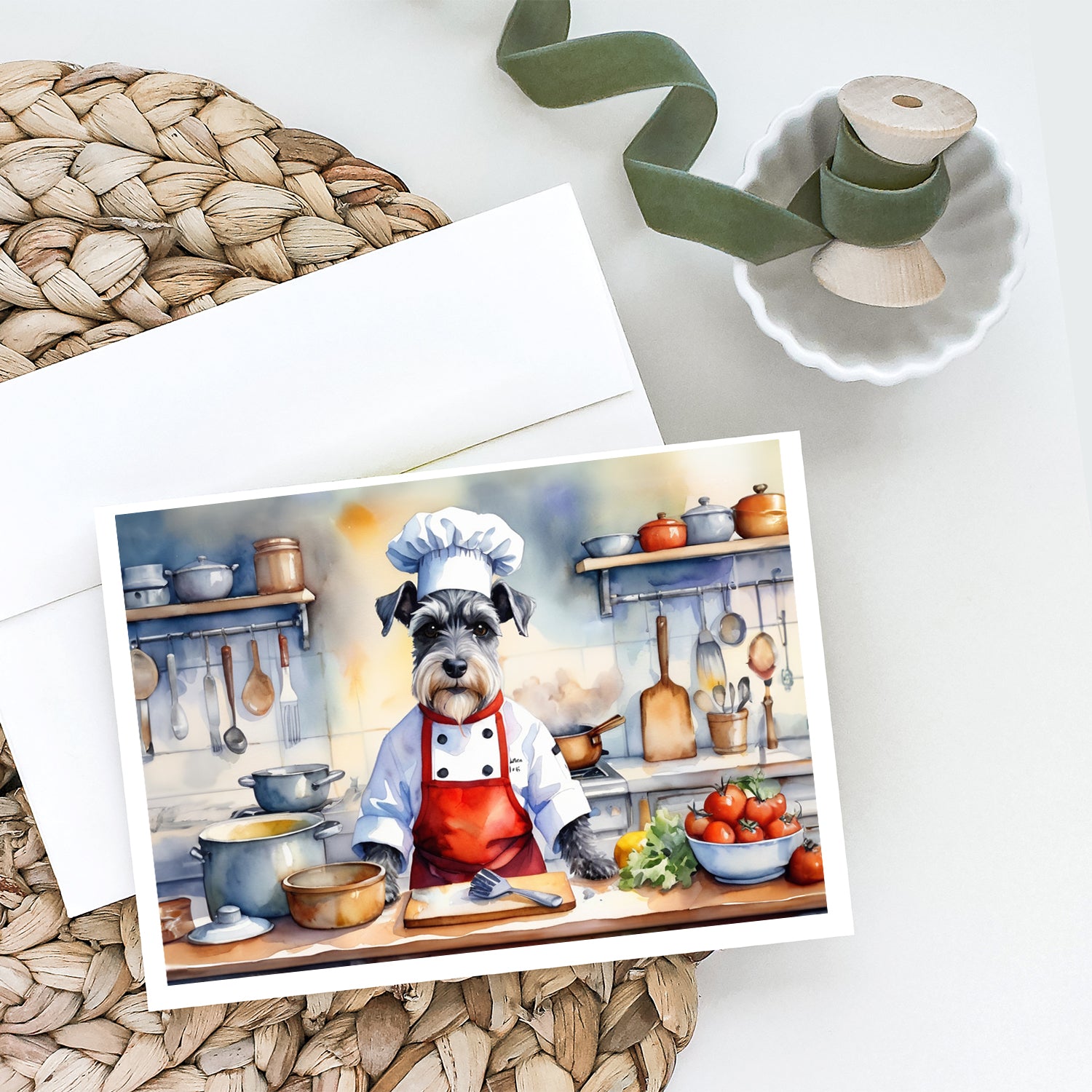 Schnauzer The Chef Greeting Cards Pack of 8