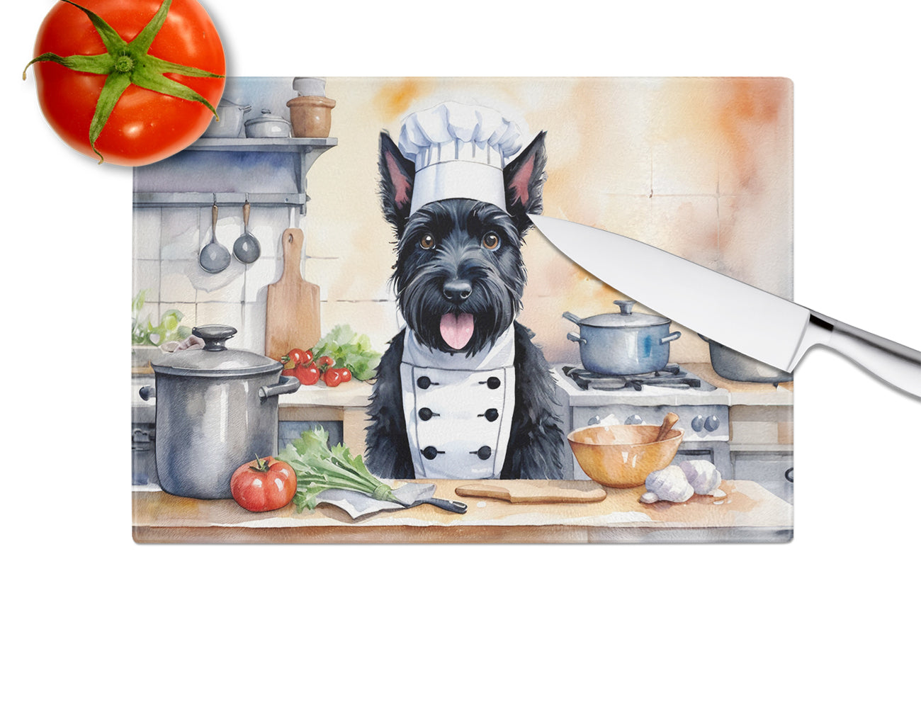 Scottish Terrier The Chef Glass Cutting Board