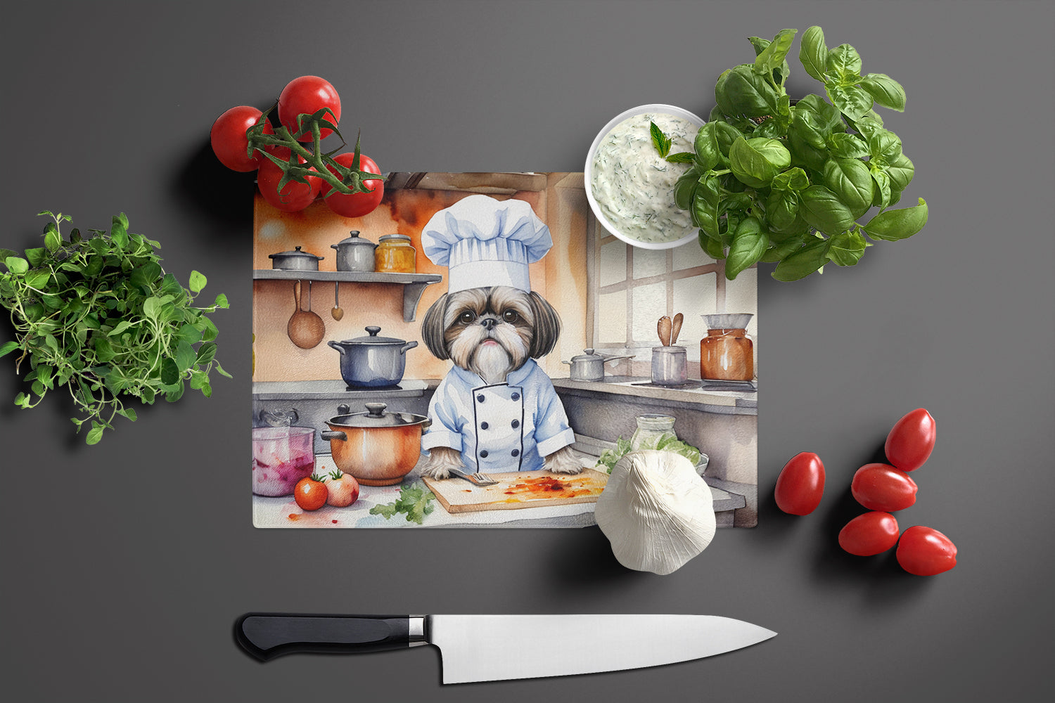 Caroline's Treasures Shih Tzu The Chef Glass Cutting Boards – Durable, Decorative Kitchen Art