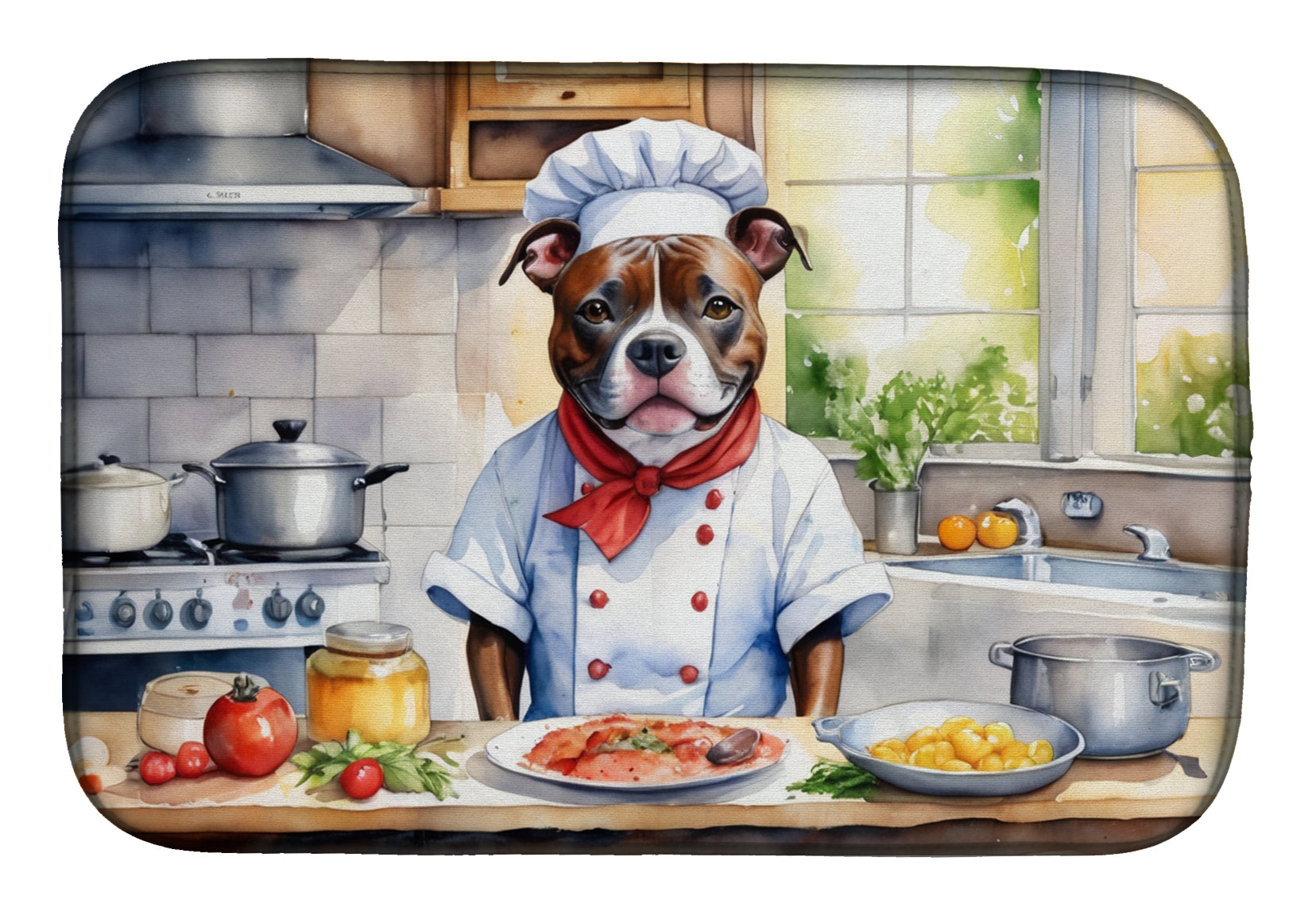 Buy this Staffordshire Bull Terrier The Chef Dish Drying Mat