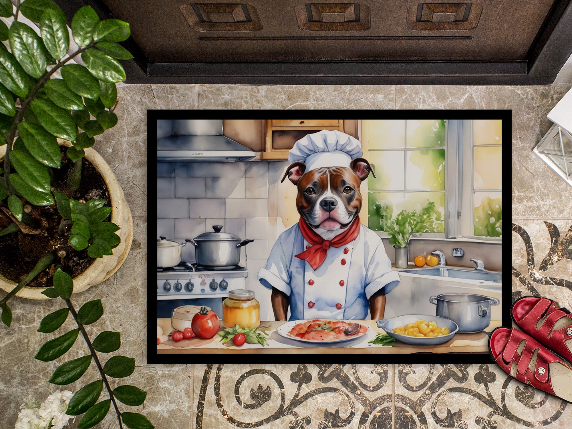 Staffordshire Bull Terrier The Chef Doormat