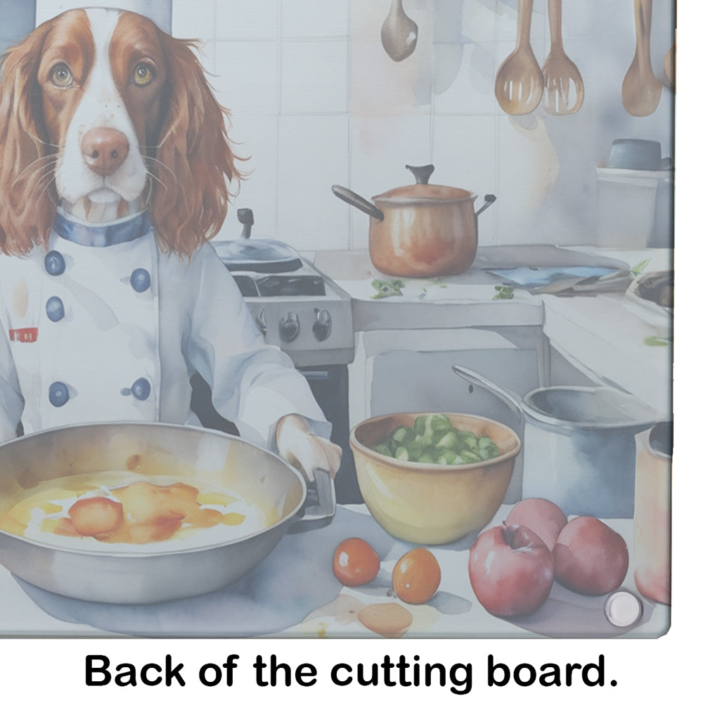 Welsh Springer Spaniel The Chef Glass Cutting Board