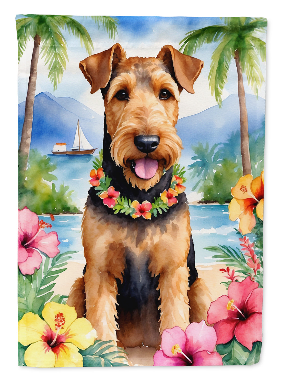 Buy this Airedale Terrier Luau House Flag