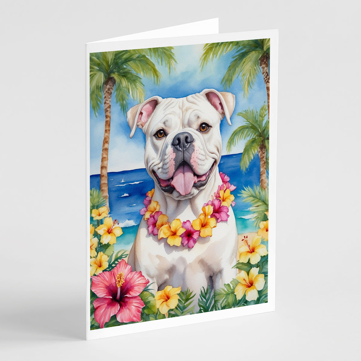 Buy this American Bulldog Luau Greeting Cards Pack of 8