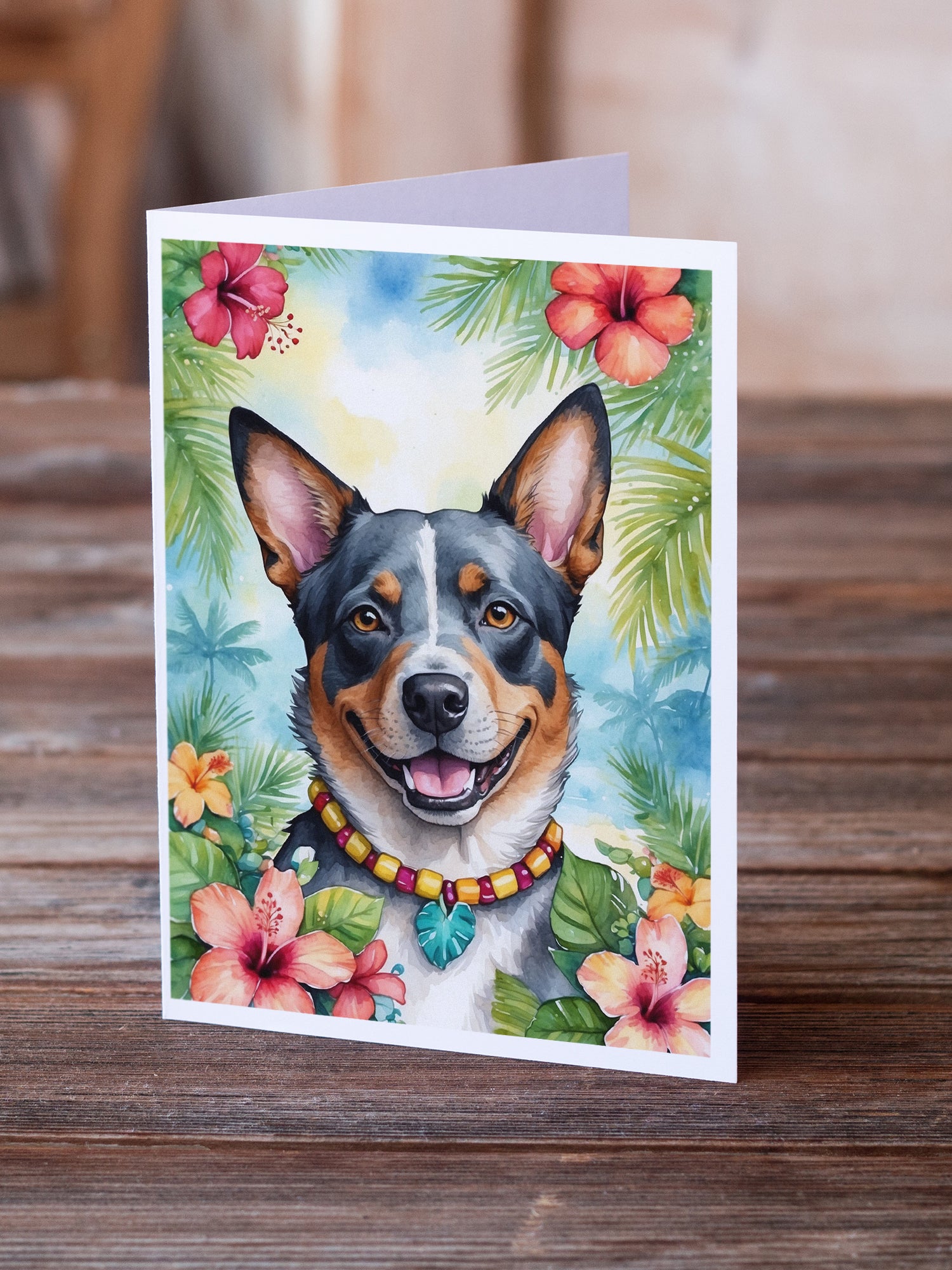 Australian Cattle Dog Luau Greeting Cards Pack of 8