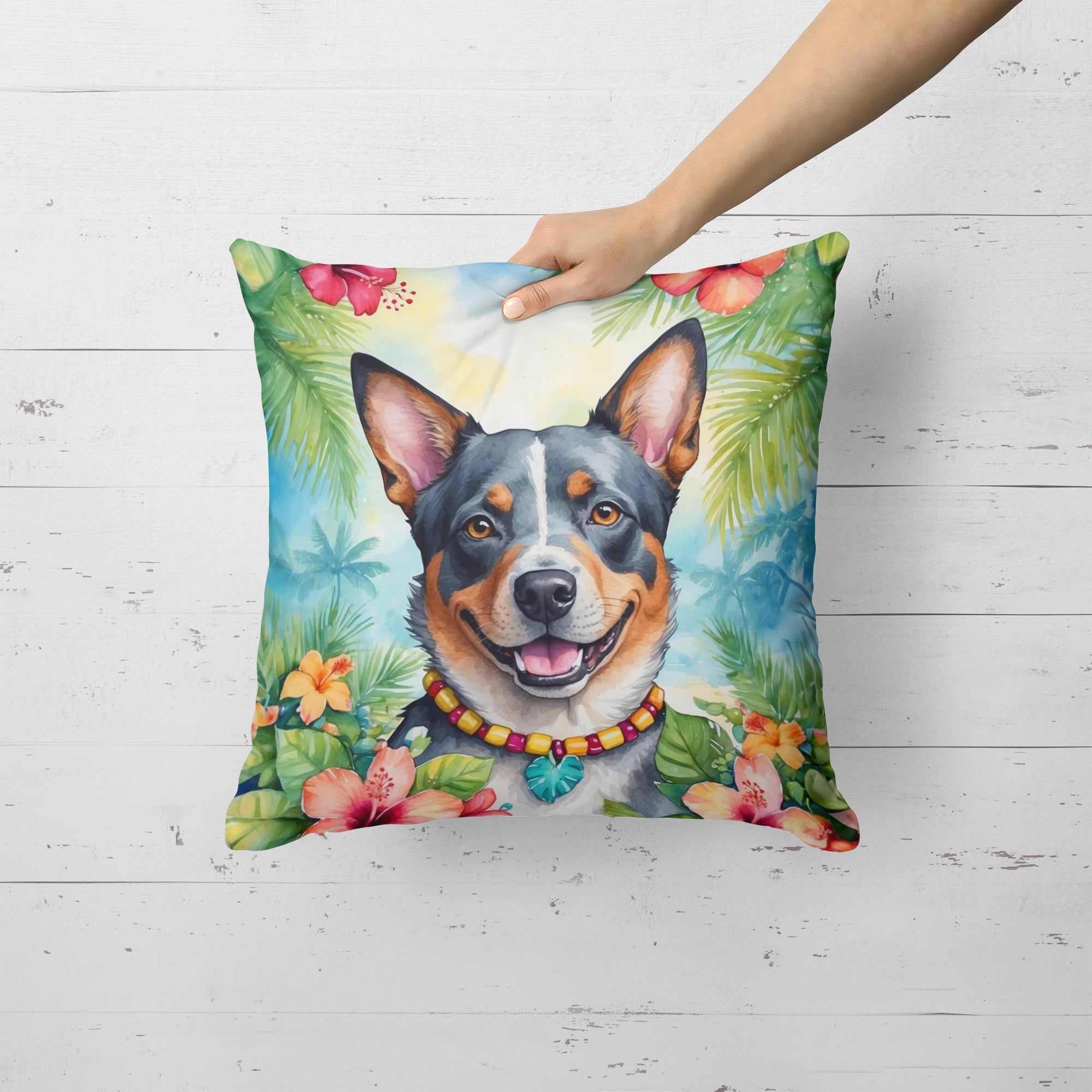 Buy this Australian Cattle Dog Luau Throw Pillow
