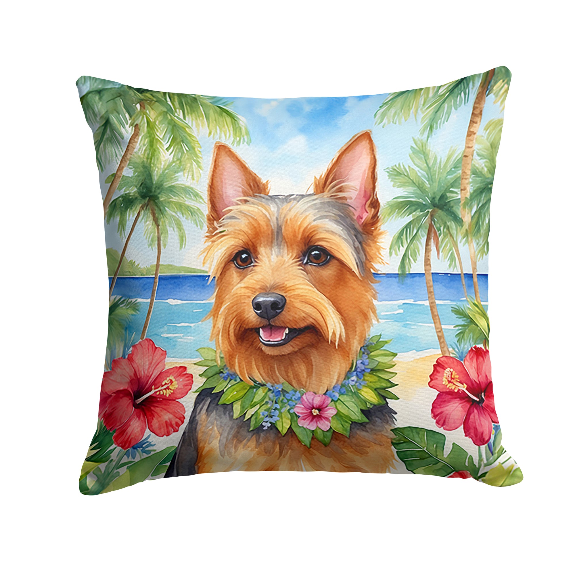 Buy this Australian Terrier Luau Throw Pillow