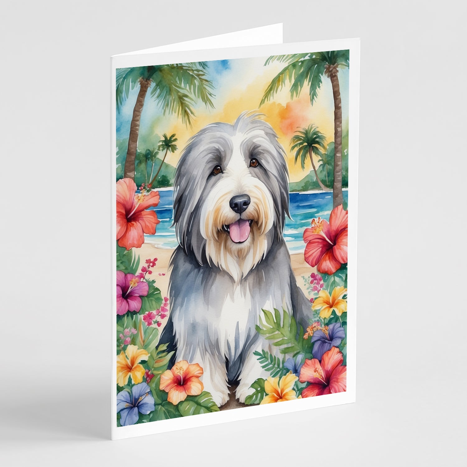 Buy this Bearded Collie Luau Greeting Cards Pack of 8