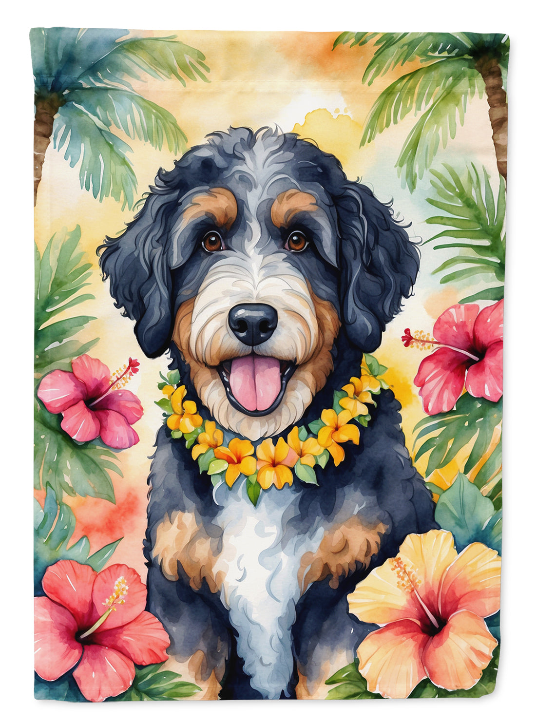 Buy this Bernedoodle Luau House Flag