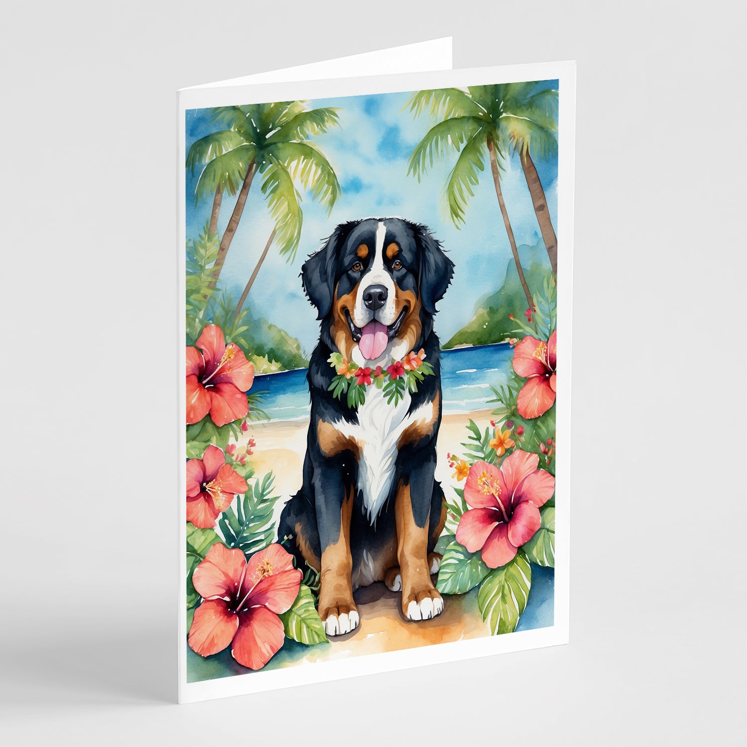 Buy this Bernese Mountain Dog Luau Greeting Cards Pack of 8