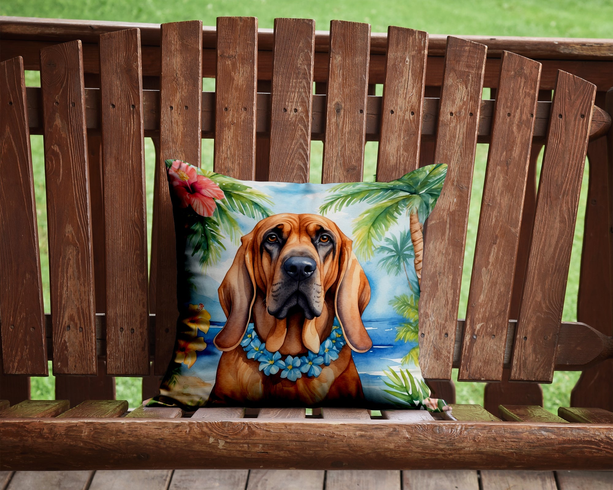 Bloodhound Luau Throw Pillow
