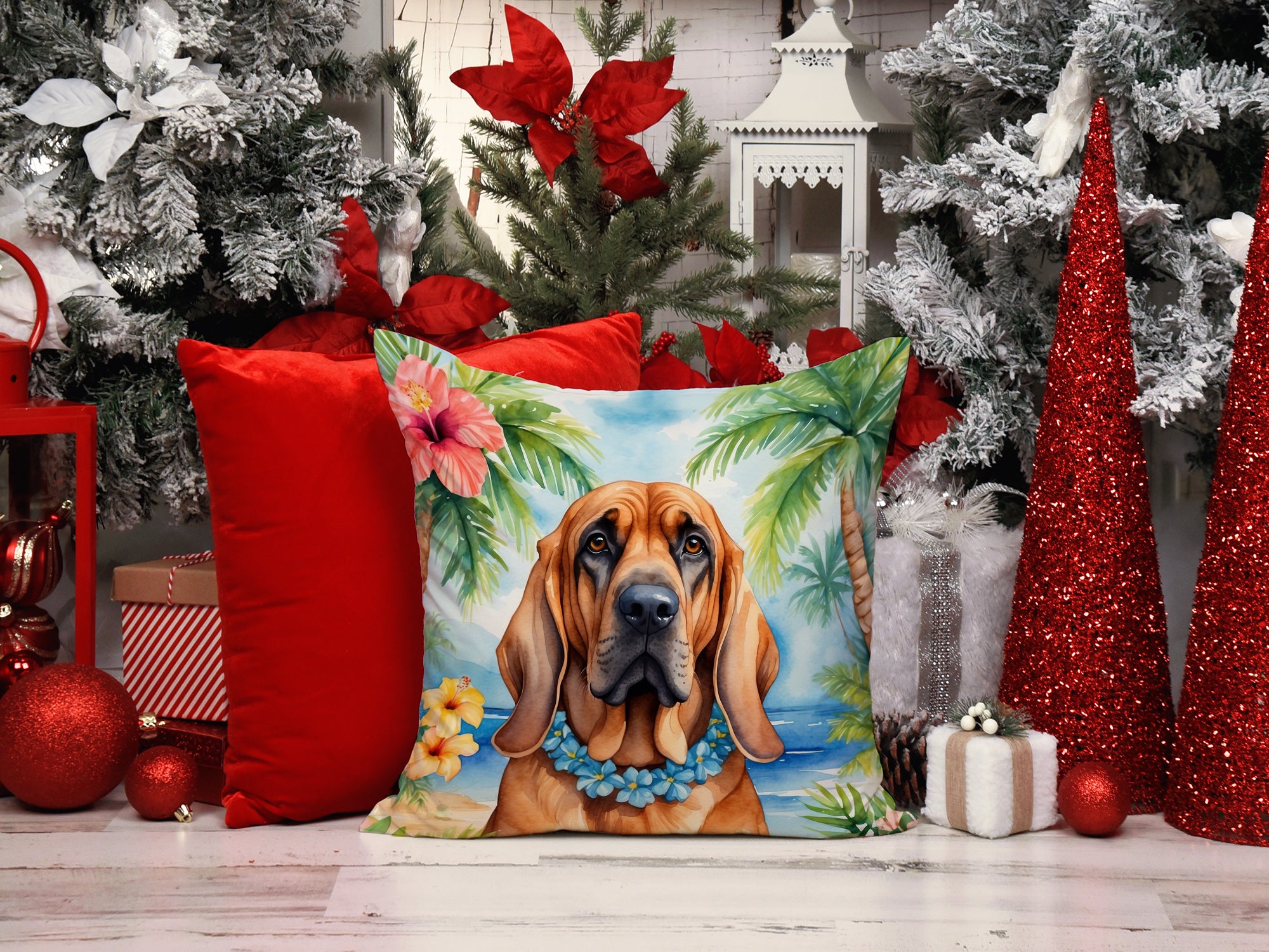 Bloodhound Luau Throw Pillow
